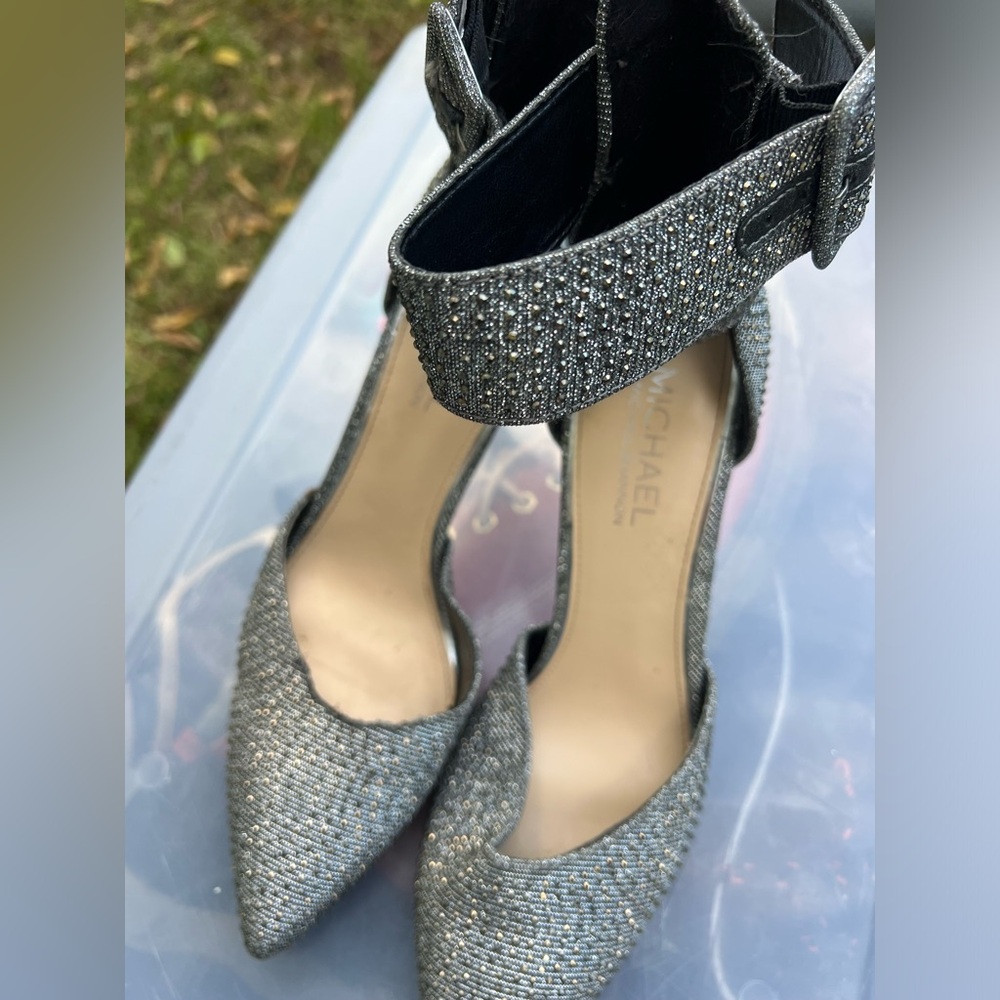 Heels. Silver and glittery